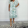 Icone™PrintedDress: Imprimé Col En V Manches A Franges Robe Décontractée