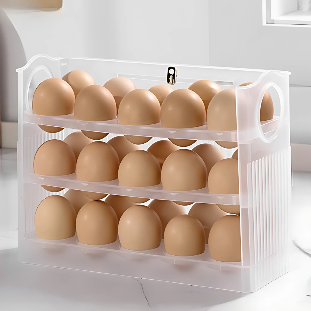 EggBox - Boîte De Conservation D'œufs À Trois Couches Et À Rebondissement Automatique