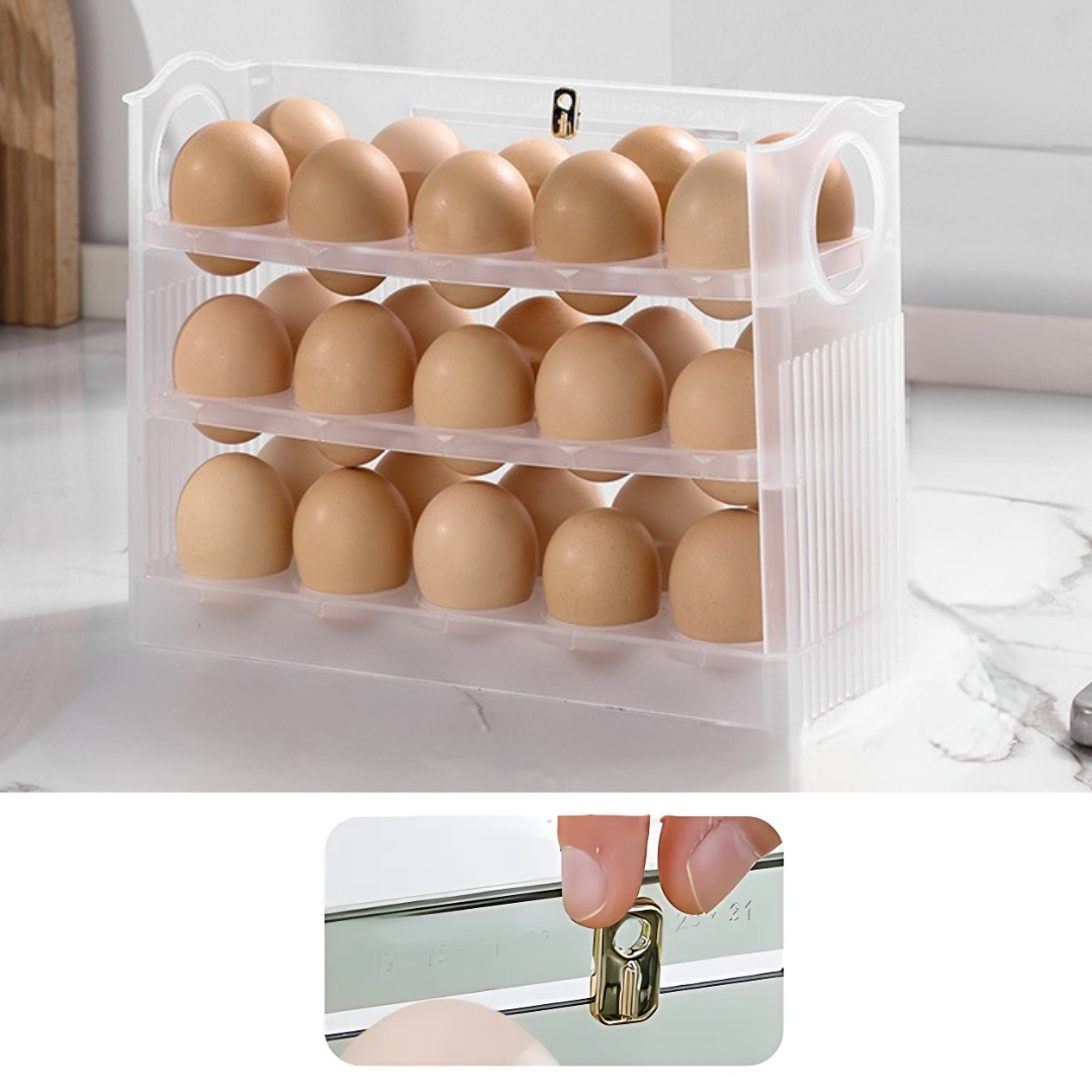 EggBox - Boîte De Conservation D'œufs À Trois Couches Et À Rebondissement Automatique