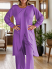 Icone™ ClassicSet: Classique Longue Manches Avec Chic Devant Fente Haut Et Pantalon Ensemble