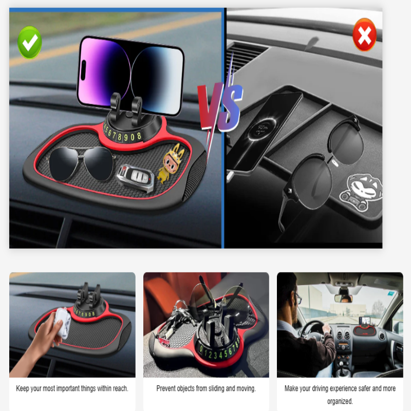 Holder360° PhoneMat 1+1 GRATUIT: Tapis De Téléphone Multifonctionnel Antidérapant Tableau De Bord