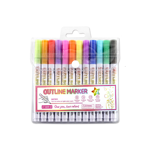 DoubleMarker - Marqueurs De Stylo À Double Ligne Colorés Et Métalliques