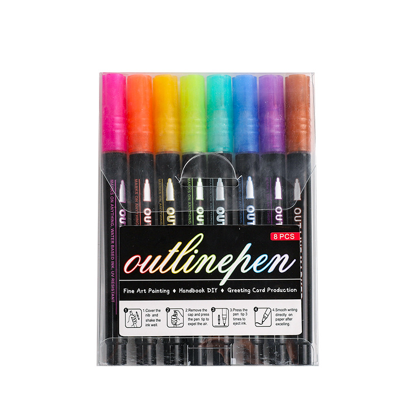 DoubleMarker - Marqueurs De Stylo À Double Ligne Colorés Et Métalliques