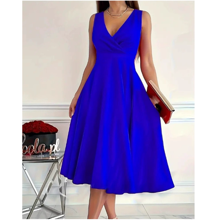 Icone™ ElegantDress: Col En V Femme Élégante Robe Avec Ceinture