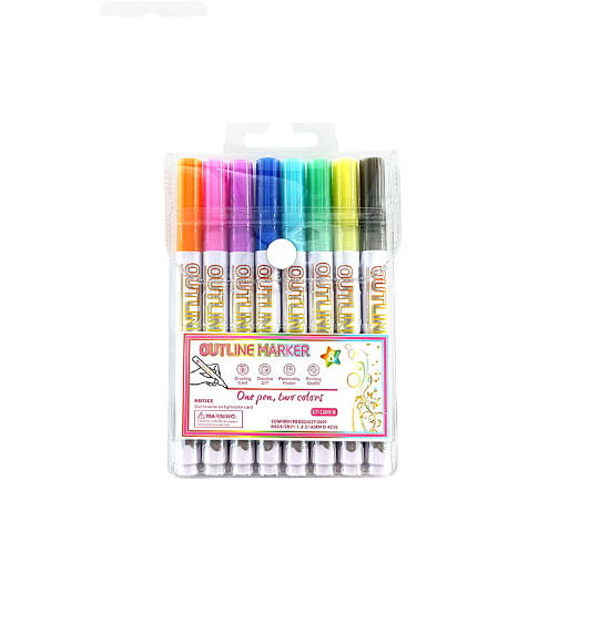 DoubleMarker - Marqueurs De Stylo À Double Ligne Colorés Et Métalliques