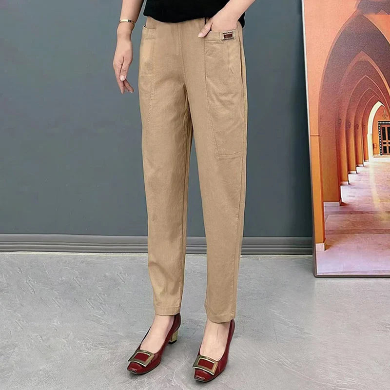 Icone™ CottonPants: Élastique Coton Pantalon Pour Femmes