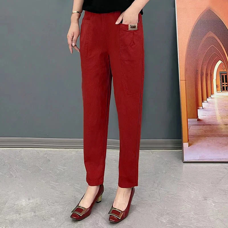 Icone™ CottonPants: Élastique Coton Pantalon Pour Femmes