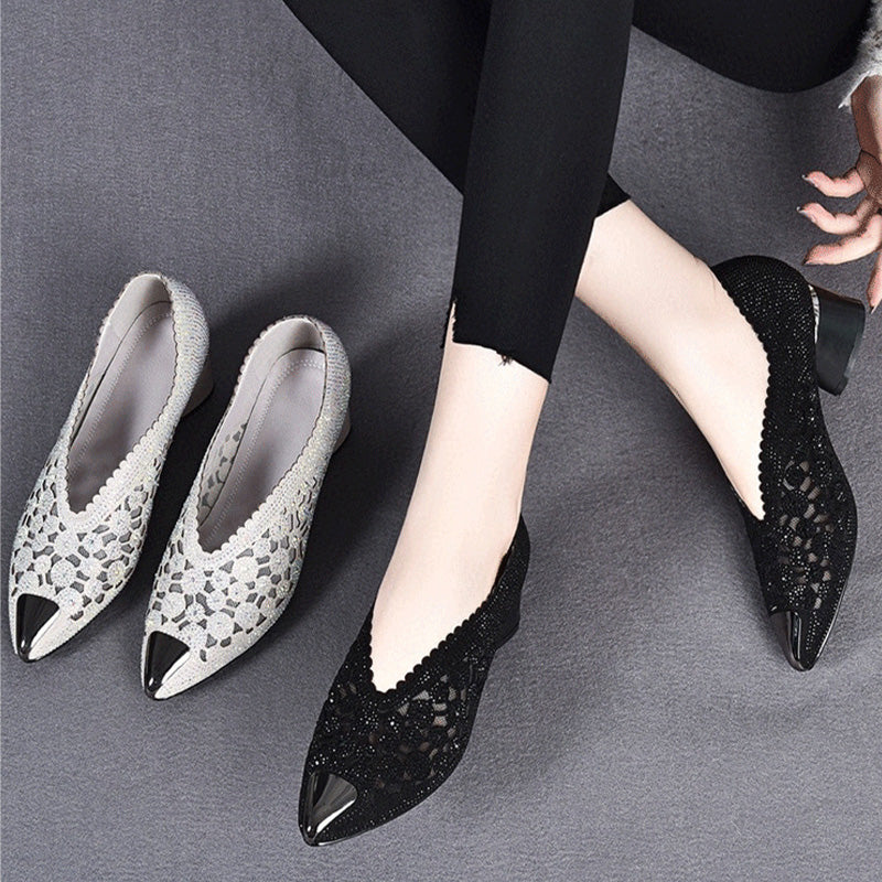 Happy™ GlimmerShoes: Maille Talons Chaussures Avec Cristaux Accentuer
