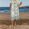 Icone™PrintedDress: Imprimé Col En V Manches A Franges Robe Décontractée