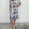 Icone™PrintedDress: Imprimé Col En V Manches A Franges Robe Décontractée