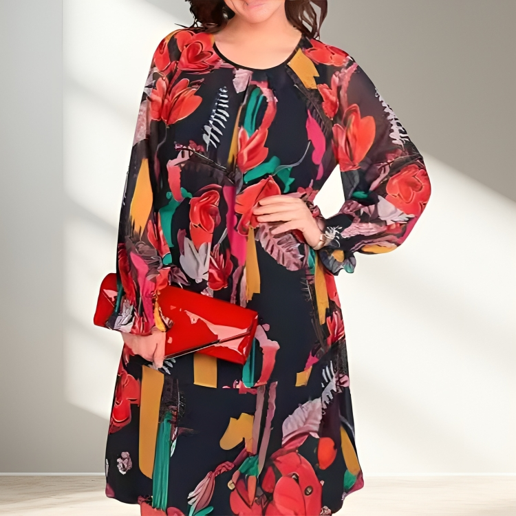 Icone™ FlowerDress: Robe Ample À Manches Longues Et Imprimé Floral
