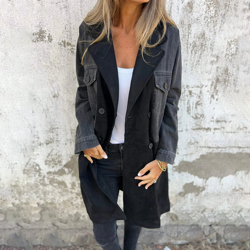 Icone™ LongCoat: Trench-Coat Mi-Long Avec Col Élégant Et Poches