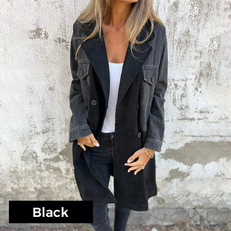 Icone™ LongCoat: Trench-Coat Mi-Long Avec Col Élégant Et Poches