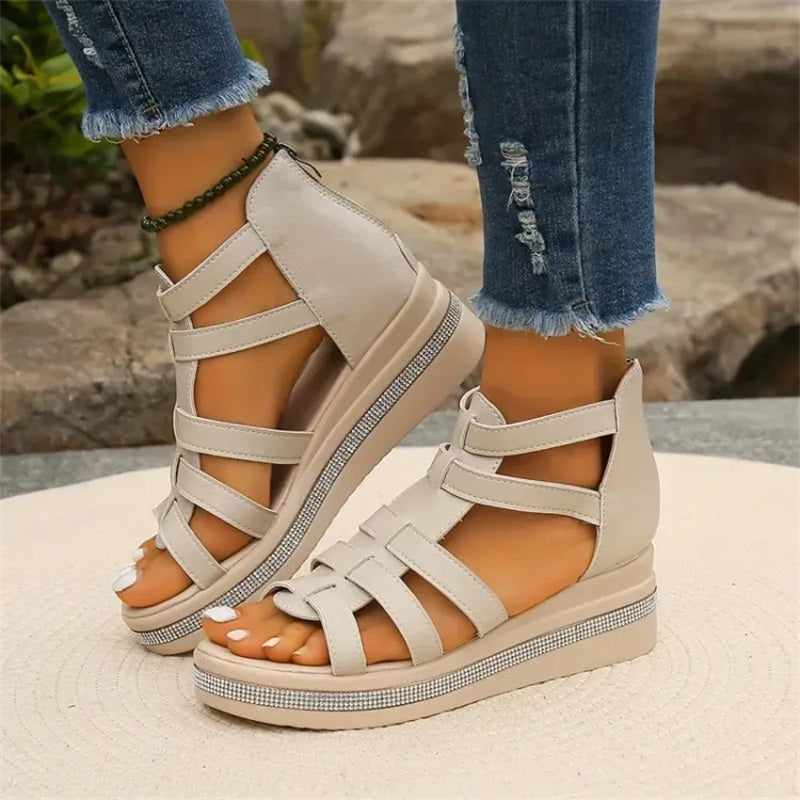 Happy™ SparklingWedge: Sandales Compensées Élégantes Avec Strass Scintillants