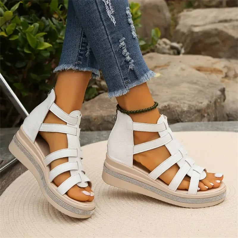 Happy™ SparklingWedge: Sandales Compensées Élégantes Avec Strass Scintillants