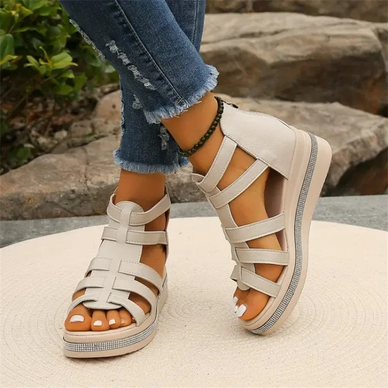 Happy™ SparklingWedge: Sandales Compensées Élégantes Avec Strass Scintillants