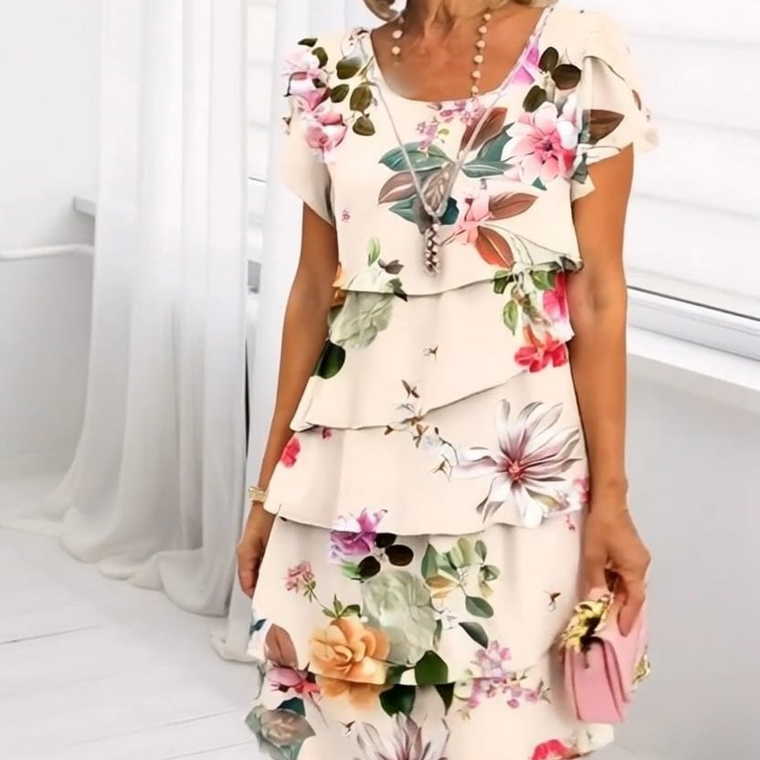 Icone™ SpringDress: Robe Printemps Fleurie Cascade Élégante Pour Femmes