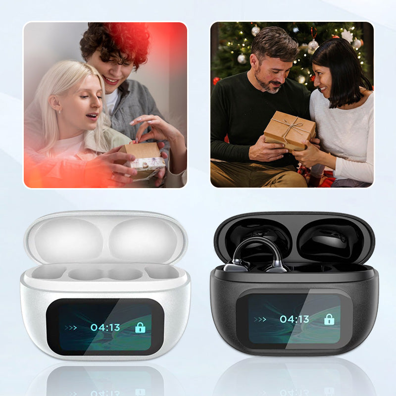 SmartEarbuds: Sans Fil Clip D'Oreille Écouteurs Bluetooth Avec Écran Intelligent Affichage
