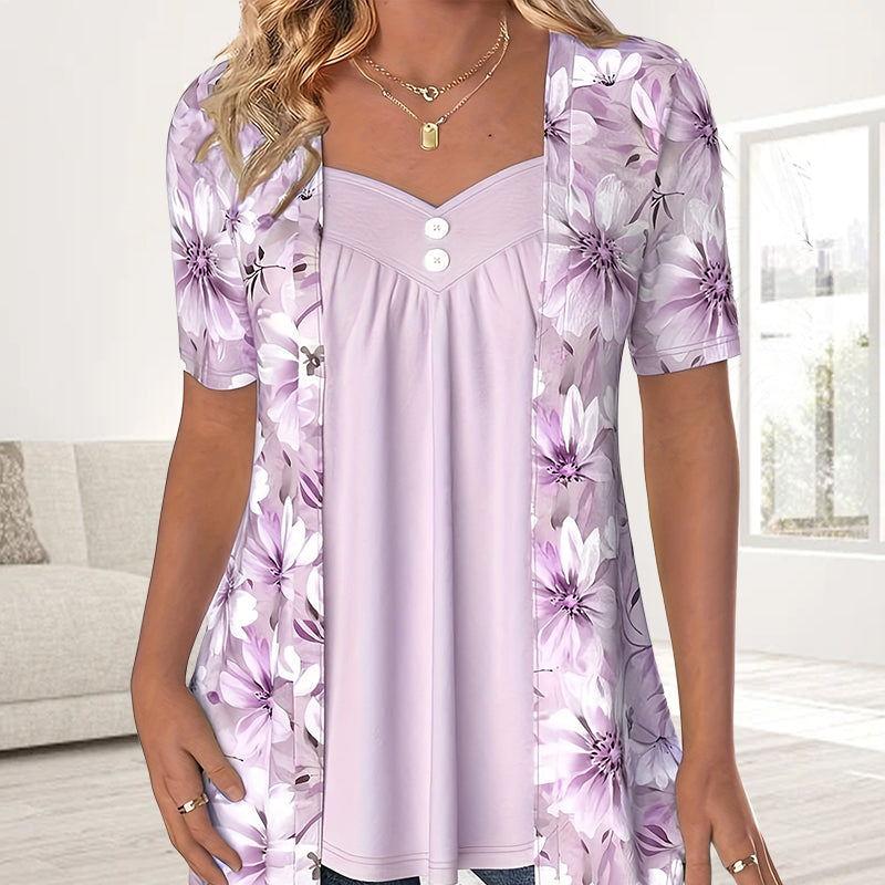 Icone™ FloralTop: Femmes Lâche Et Confortable Élégant Haut À Fleurs