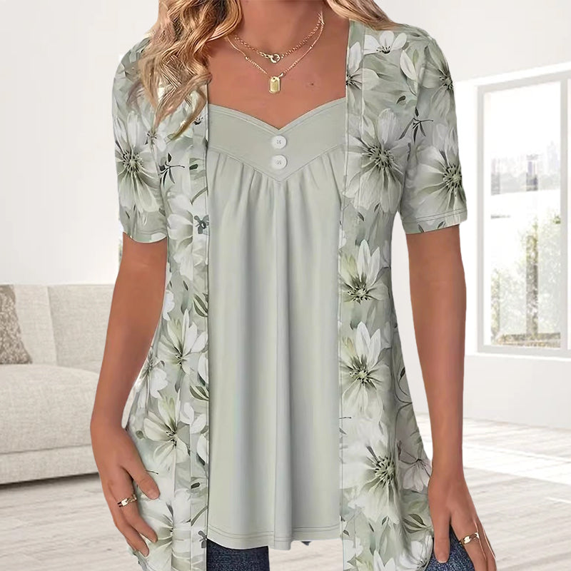 Icone™ FloralTop: Femmes Lâche Et Confortable Élégant Haut À Fleurs