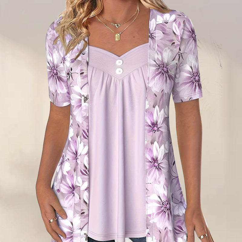 Icone™ FloralTop: Femmes Lâche Et Confortable Élégant Haut À Fleurs