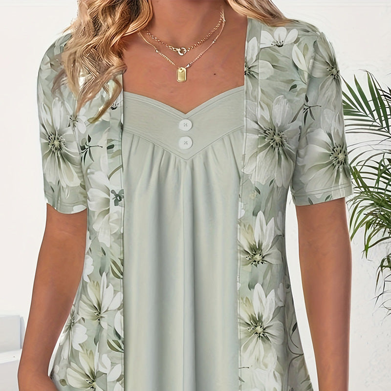 Icone™ FloralTop: Femmes Lâche Et Confortable Élégant Haut À Fleurs