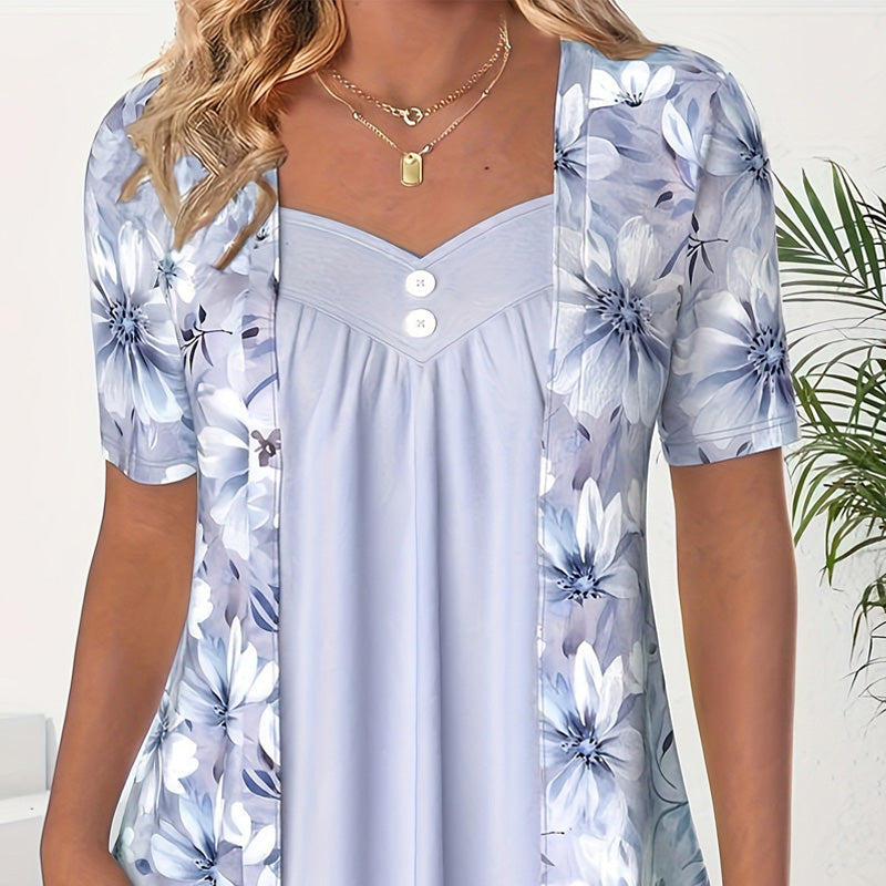 Icone™ FloralTop: Femmes Lâche Et Confortable Élégant Haut À Fleurs