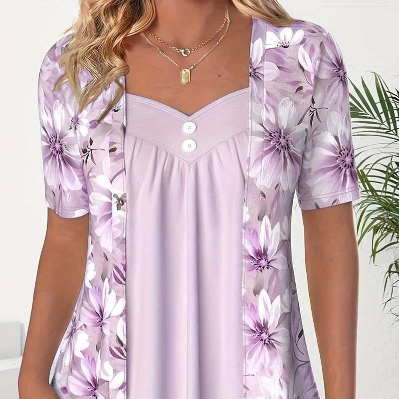 Icone™ FloralTop: Femmes Lâche Et Confortable Élégant Haut À Fleurs