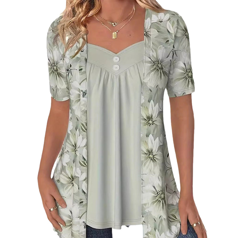 Icone™ FloralTop: Femmes Lâche Et Confortable Élégant Haut À Fleurs
