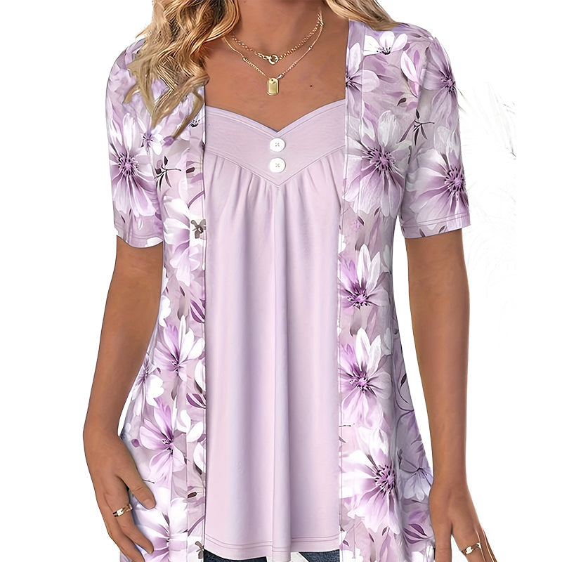 Icone™ FloralTop: Femmes Lâche Et Confortable Élégant Haut À Fleurs