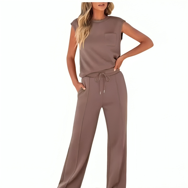 Icone™ StylishSet: Ensemble Haut Sans Manches Et Pantalon Élégant Et Confortable